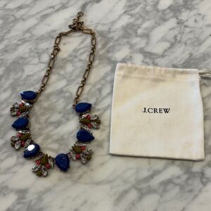 J. Crew Gold-Tone Necklace with Blue Teardrop and Multicolor Stones